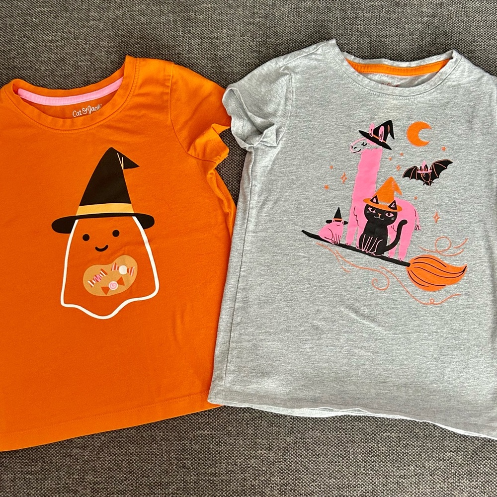 Cat & Jack Halloween Witch T-Shirts - Orange and Gray